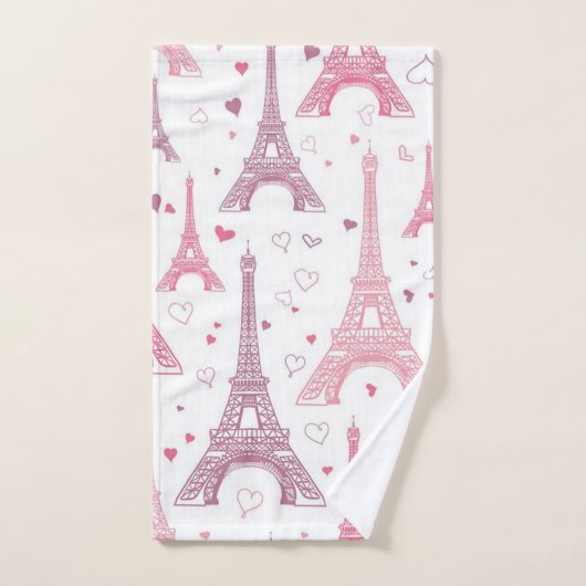 Eiffelturme und Herzen personalisiert Badhandtuch Set (Handtuch)