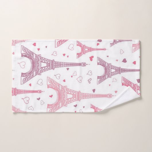 Eiffelturme und Herzen personalisiert Badhandtuch Set (Handtuch)