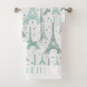 Eiffeltürme und -herzen personalisiert badhandtuch set (Insitu)