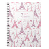 Eiffelturme und Herzen personalisiert Notizblock (Vorderseite)