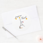 Eiffelturmflagge Frankreich Joyeux Weihnachten Runder Aufkleber (Umschlag)