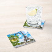 Eiffelturmglas Rechteckiger Pappuntersetzer (Vor Ort)