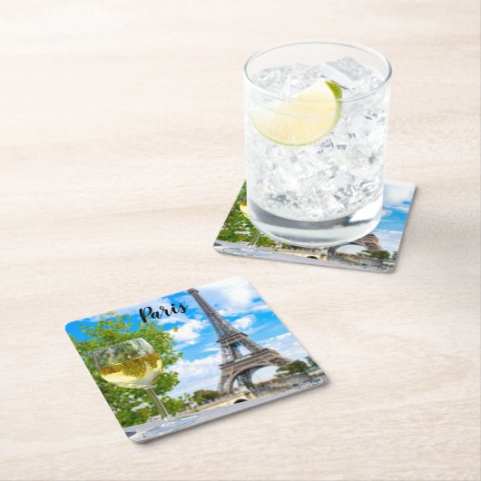Eiffelturmglas Rechteckiger Pappuntersetzer (Vor Ort)