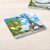 Eiffelturmglas Rechteckiger Pappuntersetzer (angewinkelt)