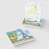 Eiffelturmglas Steinuntersetzer (Seitenansicht)