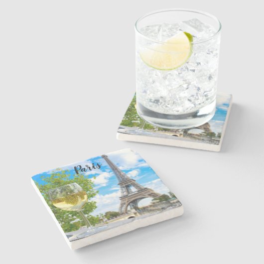 Eiffelturmglas Steinuntersetzer (Seitenansicht)