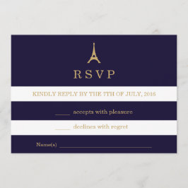 Eiffelturmgold mit Streifen RSVP-Karte Einladung