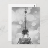 Eiffelturmkarte, schwarz & weiß, vertikal postkarte (Vorne/Hinten)