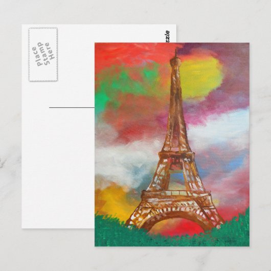 Eiffelturmmalerei Postkarte (Vorne/Hinten)
