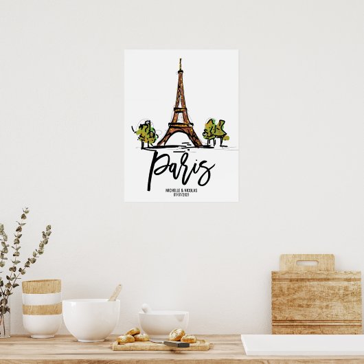 Eiffelturmparis ROMANTIC COUPLE Poster (Küche)