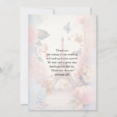 Eiffelturmschmetterlinge und Blume Dankeskarte (Rückseite)