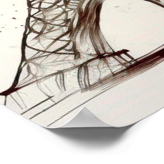 Eiffelturmskizze neben einem Baum Poster (Ecke)