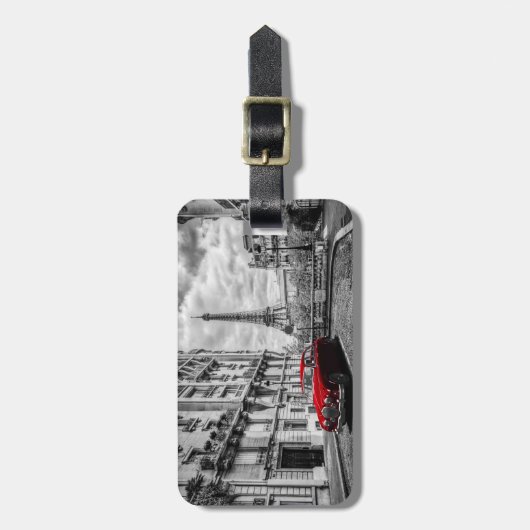 Eiffle Turm-Schwarzes, Weiß und Rot Gepäckanhänger (Vorderseite vertikal)