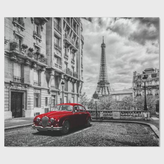 Eiffle Turm-Schwarzes, Weiß und Rot Geschenkpapier (Flach)