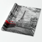 Eiffle Turm-Schwarzes, Weiß und Rot Geschenkpapier (Ungerollt)