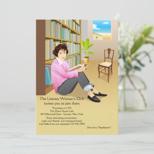 Eifrige Leser-Buchgemeinschaft-Einladung Einladung (Stehend Vorderseite)