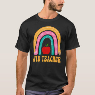 Eifriger Lehrer Regenbogen Bleistift Zurück zur Sc T-Shirt
