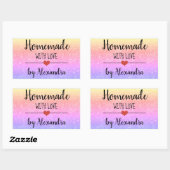 Eigenart mit Liebe Regenbogenschrift Glitzer Rechteckiger Aufkleber (Blatt)