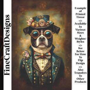 Eigenartige Florale Steampunk Bulldogge AU2 Decoup Seidenpapier