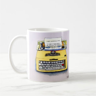 Eigenartige gelbe Schreibmaschine Kaffeetasse