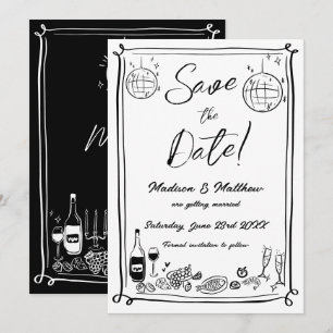 Eigenartige handgezeichnete Kritzel-Doodles Hochze Save The Date