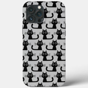 Eigenartige schwarze Kitty-Katzen-Muster Grau und iPhone 13 Pro Max Hülle