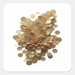 Eigenartige Silberne GOLDENE GLITZERNDE PETALEN Et Quadratischer Aufkleber