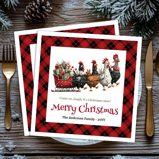 Eigenartige Weihnachts-Hühner Serviette benutzerde