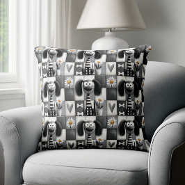 Eigenartiges Patchwork-Gestreiftes Hundemuster Kissen