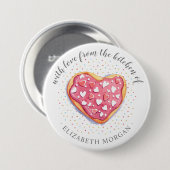 Eigenbackdonut und Sprinklen niedlicher monogramm Button (Vorne & Hinten)