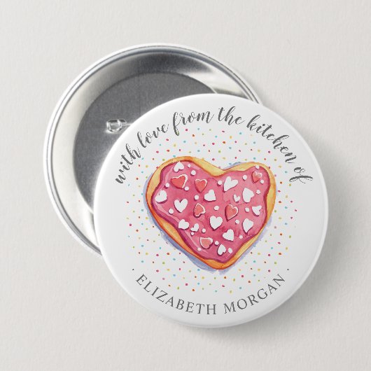 Eigenbackdonut und Sprinklen niedlicher monogramm Button (Vorne & Hinten)