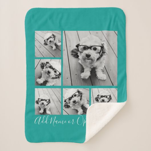 Eigene 6-Foto-Collage hinzufügen - Blau bearbeiten Sherpadecke (Vorderseite)
