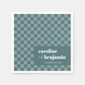 Eigene Aquamarine grüne Checkerboard-Hochzeit Serviette (Vorderseite)