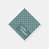 Eigene Aquamarine grüne Checkerboard-Hochzeit Serviette (Ecke)