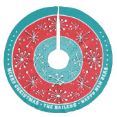 Eigene Atomsputnik Mitte des Jahrhunderts Moderne Polyester Weihnachtsbaumdecke (Vorderseite)