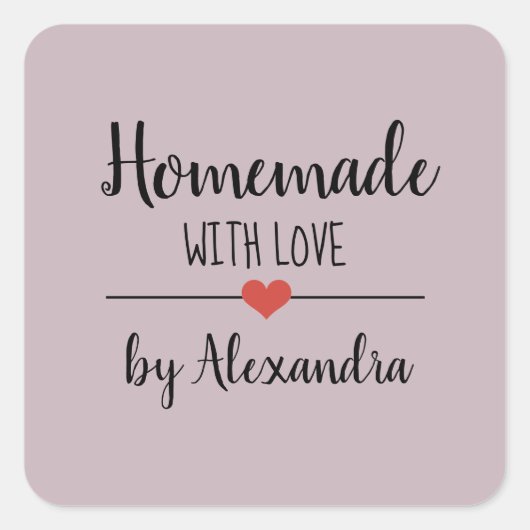 Eigene Ausführung mit lila Liebe-Skriptnamen Quadratischer Aufkleber (Vorderseite)