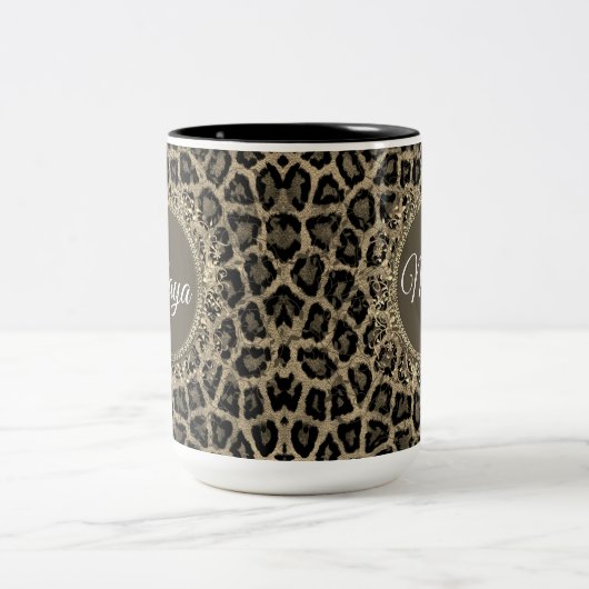 Eigene Außenleoparddrucke Zweifarbige Tasse (Mittel)