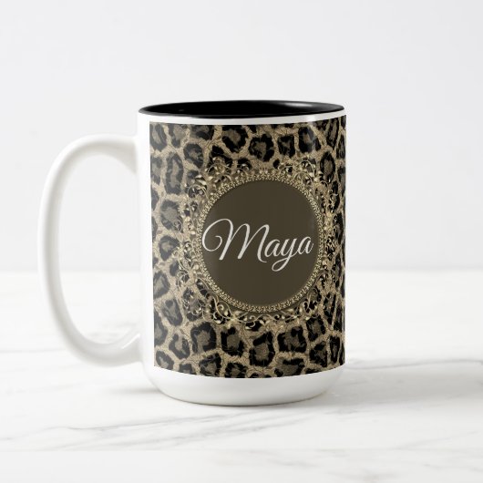 Eigene Außenleoparddrucke Zweifarbige Tasse (Links)