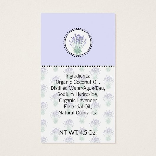 Eigene Bath & Body Label Lavendel | Geschenkmarke (Rückseite)