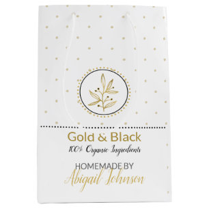 Eigene Bath-und Körperpackung   Gold und Schwarz Mittlere Geschenktüte