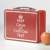 Eigene behalten Ruhe und die rote Metal-Lunchbox b Metall Brotdose (Beispiel)