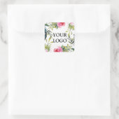 Eigene Blume für Unternehmen Girl Your Logo Quadratischer Aufkleber (Tasche)