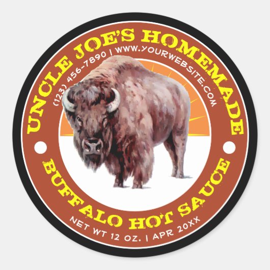 Eigene Buffalo Hot Sauce Label-Vorlage Runder Aufkleber (Vorderseite)