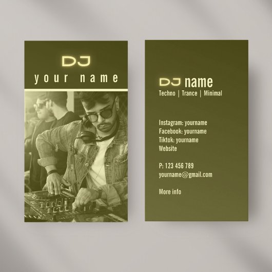 Eigene DJ-Foto-Techno-gelbe Visitenkarte