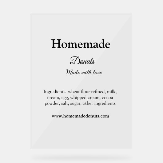 Eigene Donuts mit Liebe ergänzen Text-Website Acrylschild (Vorderseite)