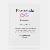 Eigene Donuts mit Liebe ergänzen Text-Website Acrylschild (Vorderseite)