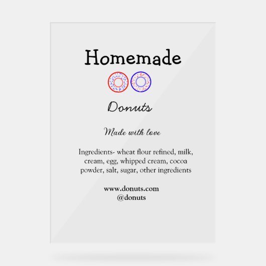Eigene Donuts mit Liebe ergänzen Text-Website Acrylschild (Vorderseite)