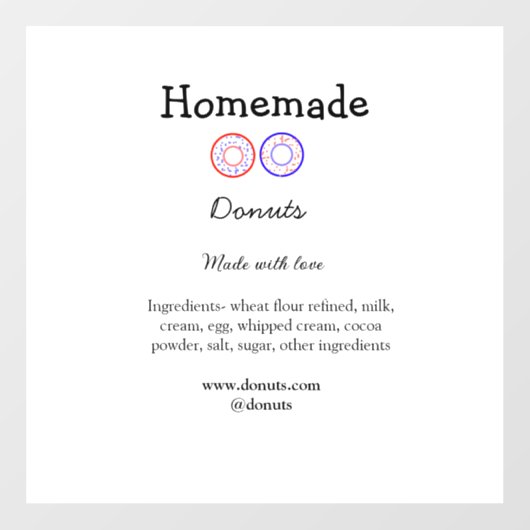 Eigene Donuts mit Liebe ergänzen Text-Website Fensteraufkleber (Blatt)