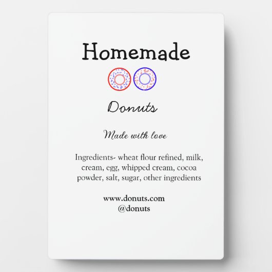 Eigene Donuts mit Liebe ergänzen Text-Website Fotoplatte (Vorderseite)