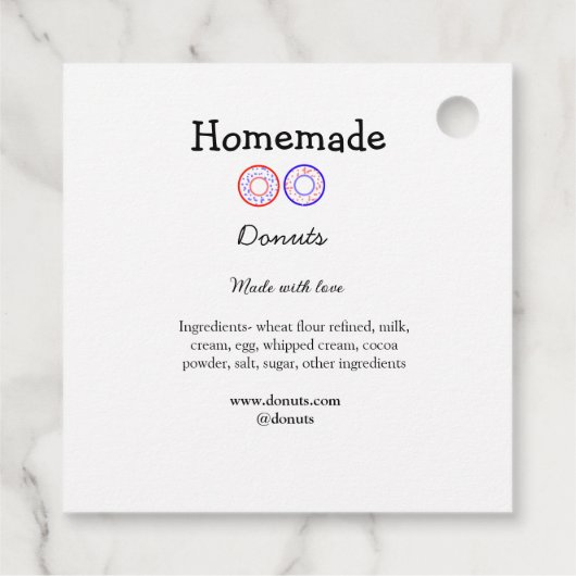 Eigene Donuts mit Liebe ergänzen Text-Website Geschenkanhänger (Rückseite)